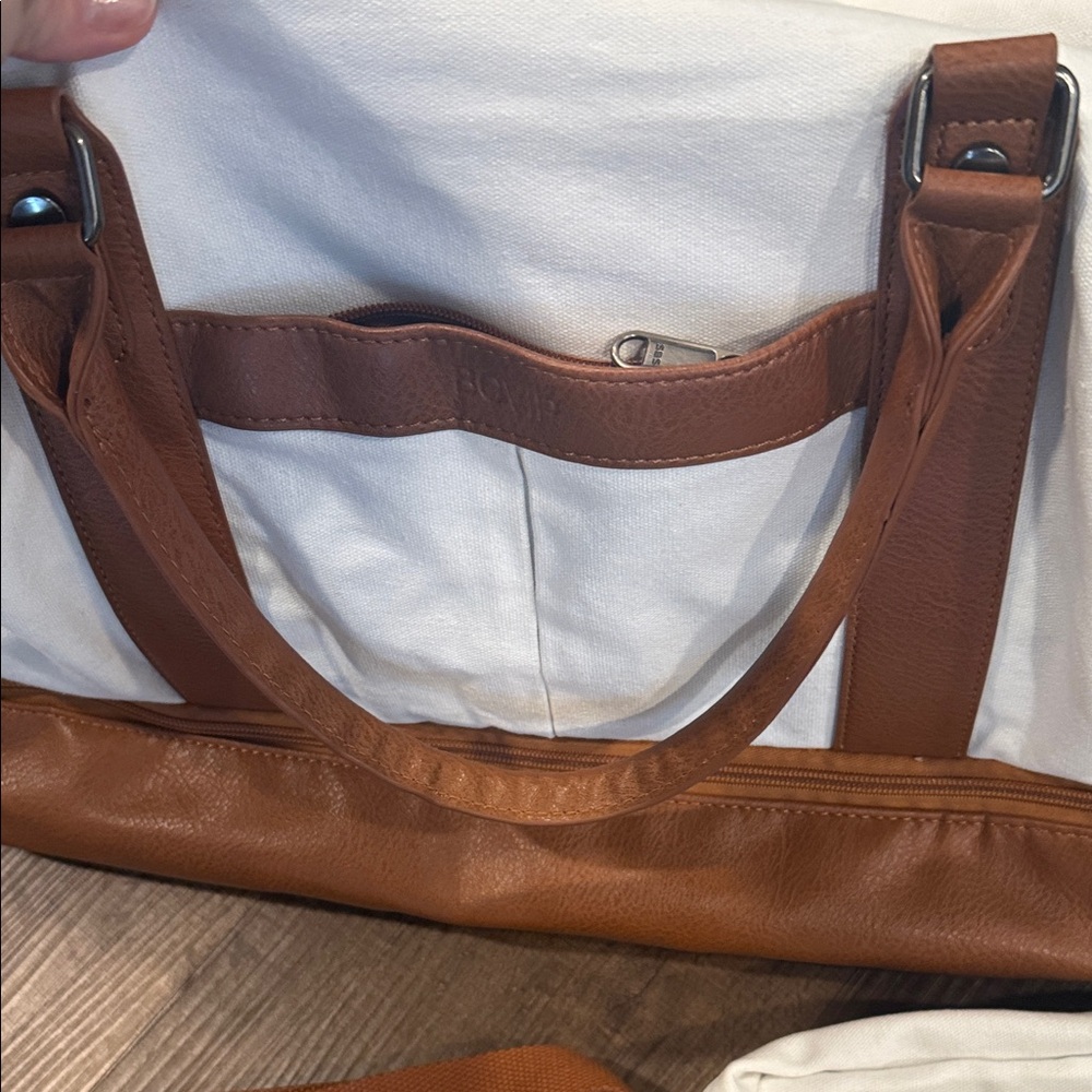 3 piece weekend faux leather and canvas travel set - Picture 13 of 14